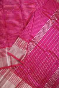 Thumbnail for Deep Pink Checked Saree - MLS000484