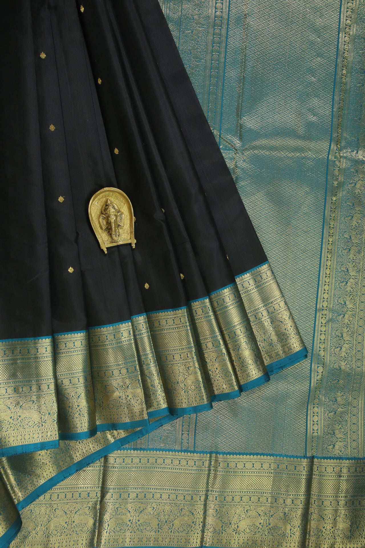 Black Kanchipuram Silk Saree - KSS000325