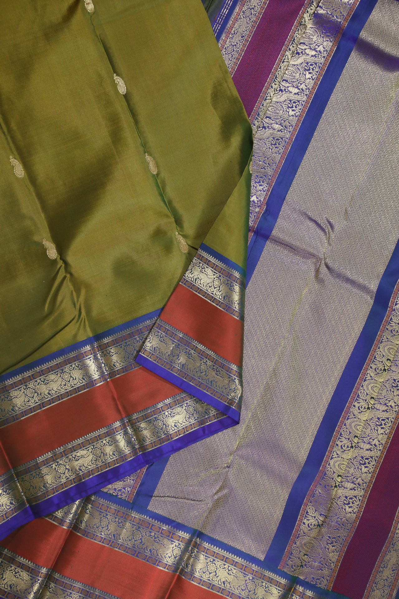 OliveDrab Kanchipuram Silk Saree - KSS000328