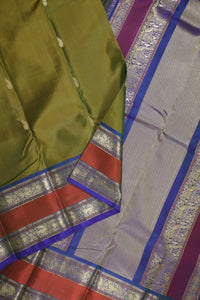 Thumbnail for OliveDrab Kanchipuram Silk Saree - KSS000328