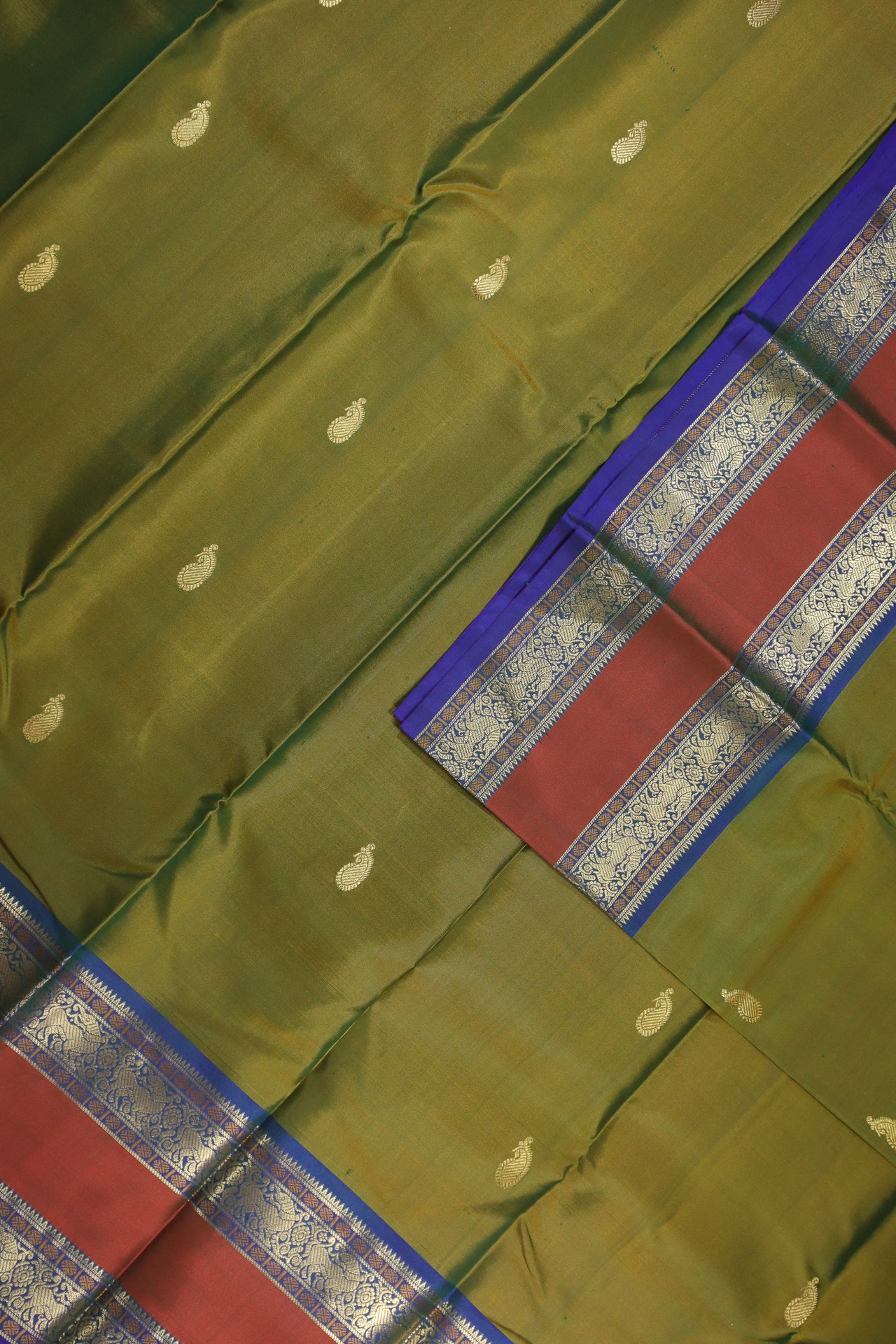 OliveDrab Kanchipuram Silk Saree - KSS000328