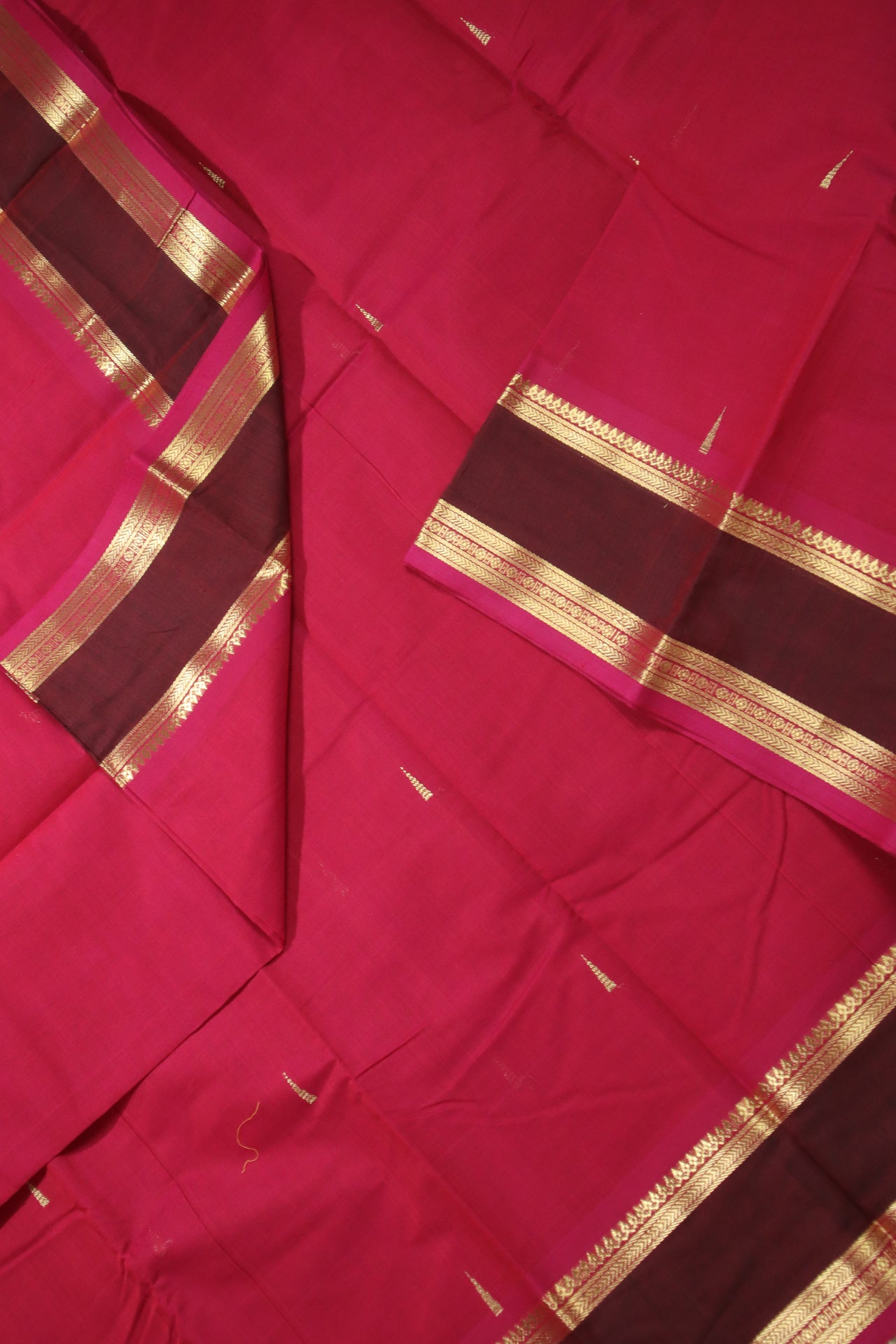 Magenta inspired Rose - Zari Woven Rain drops buttas with woven pallu