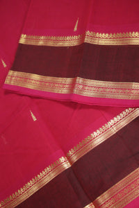 Thumbnail for Magenta inspired Rose - Zari Woven Rain drops buttas with woven pallu