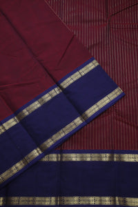 Thumbnail for Dark Purple - Vertical stripes zari woven navy fish border with woven pallu