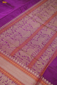 Thumbnail for Purple - Iruthalai Pakshi thread woven border all over buttas with woven pallu