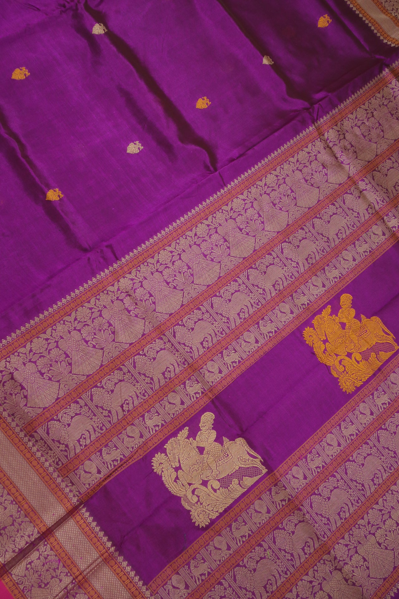 Purple - Iruthalai Pakshi thread woven border all over buttas with woven pallu