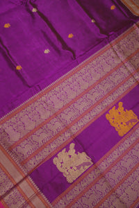 Thumbnail for Purple - Iruthalai Pakshi thread woven border all over buttas with woven pallu