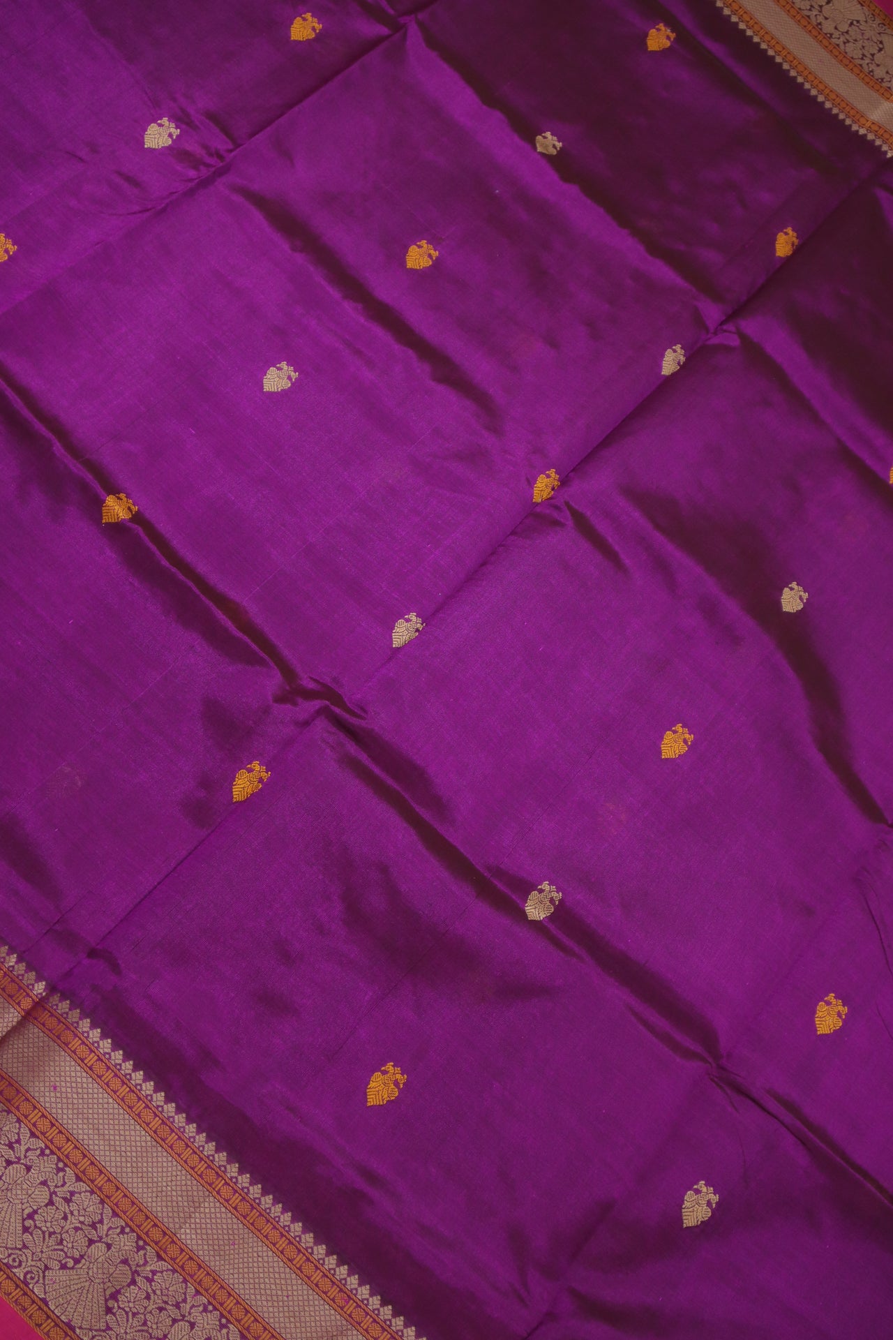 Purple - Iruthalai Pakshi thread woven border all over buttas with woven pallu