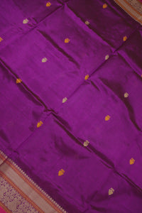 Thumbnail for Purple - Iruthalai Pakshi thread woven border all over buttas with woven pallu