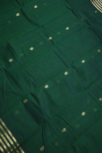 Thumbnail for Dark Green -Zari woven All over body buttas with woven pallu