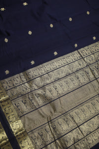 Thumbnail for Navy Blue - - Zari woven all over buttas with woven pallu