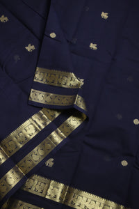 Thumbnail for Navy Blue - - Zari woven all over buttas with woven pallu