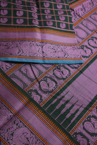 Thumbnail for Deepest green - Annapakshi Thread work 1000 woven buttas with woven pallu