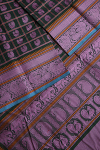 Thumbnail for Deepest green - Annapakshi Thread work 1000 woven buttas with woven pallu