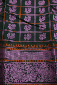 Thumbnail for Deepest green - Annapakshi Thread work 1000 woven buttas with woven pallu