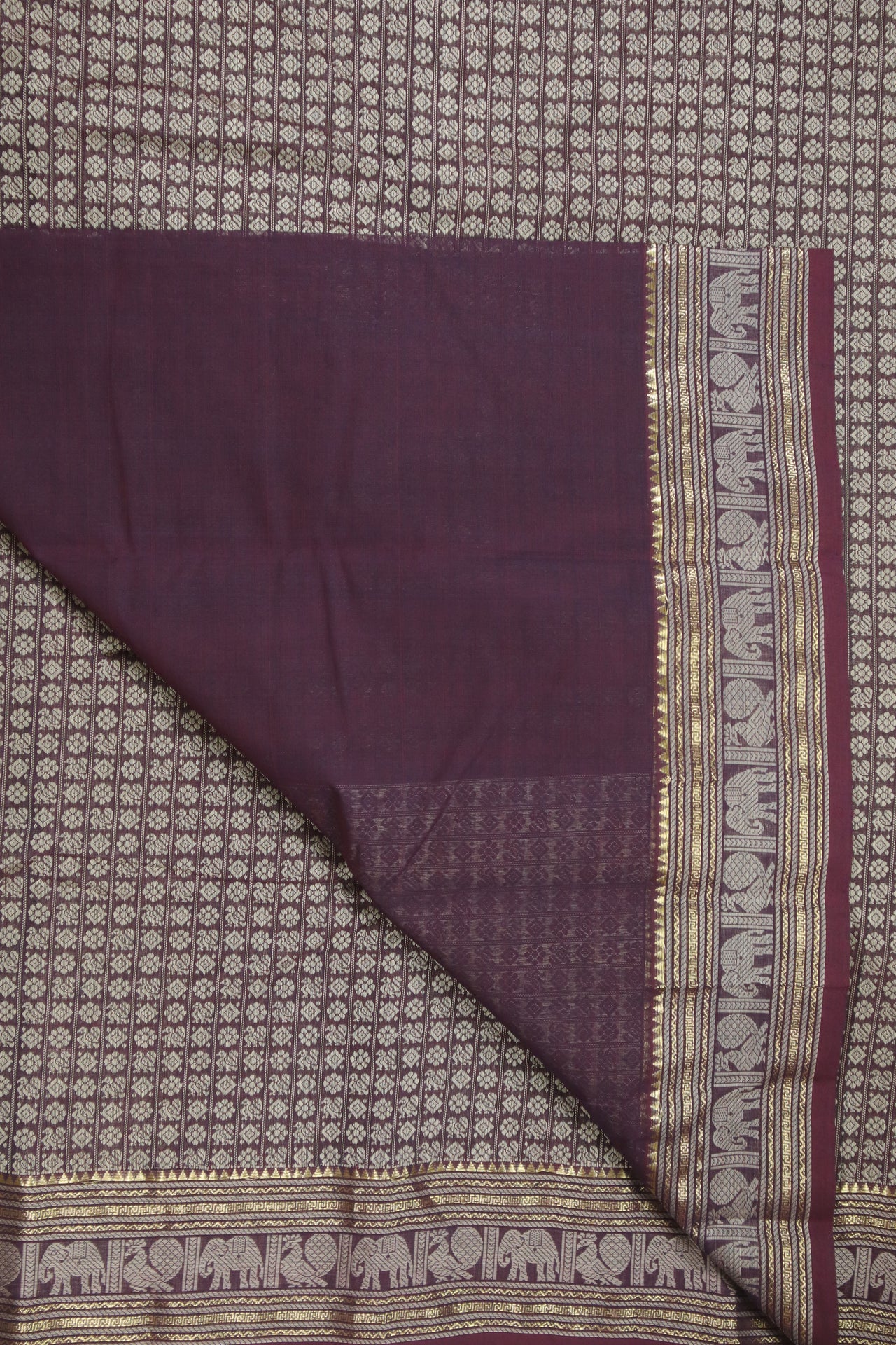 Dark Purple - 20000 woven buttas with woven pallu