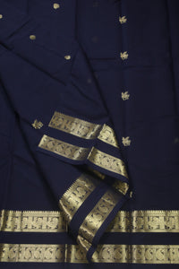 Thumbnail for Navy Blue - - Zari woven all over buttas with woven pallu