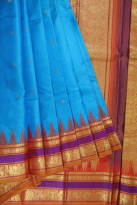 Thumbnail for MS blue - Zari woven - all over body buttas with woven pallu