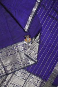 Thumbnail for Navy Mangalagiri Silk Cotton Saree - MLS000492
