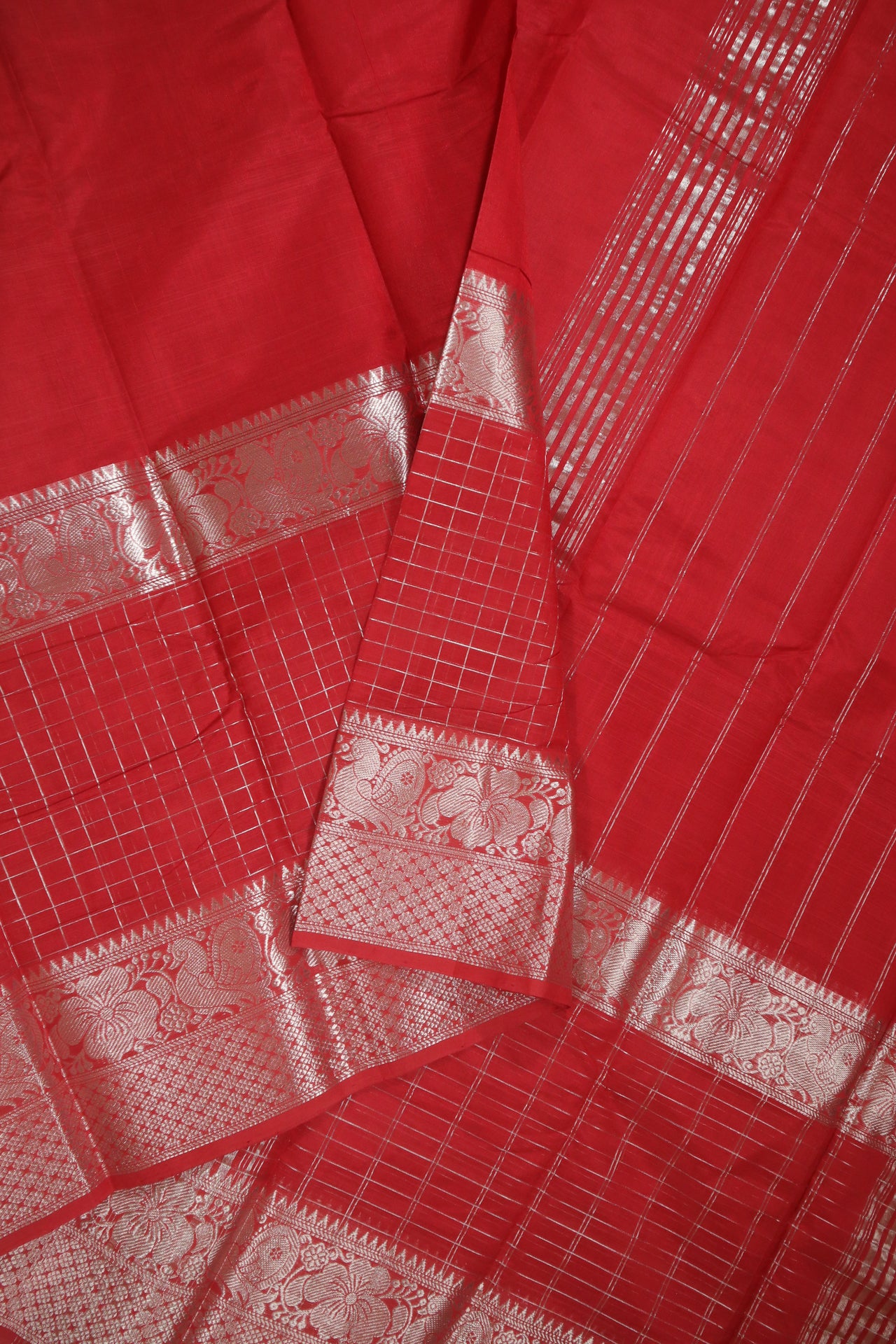 Red Mangalagiri Silk Cotton Saree - MLS000491