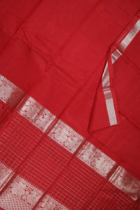 Thumbnail for Red Mangalagiri Silk Cotton Saree - MLS000491