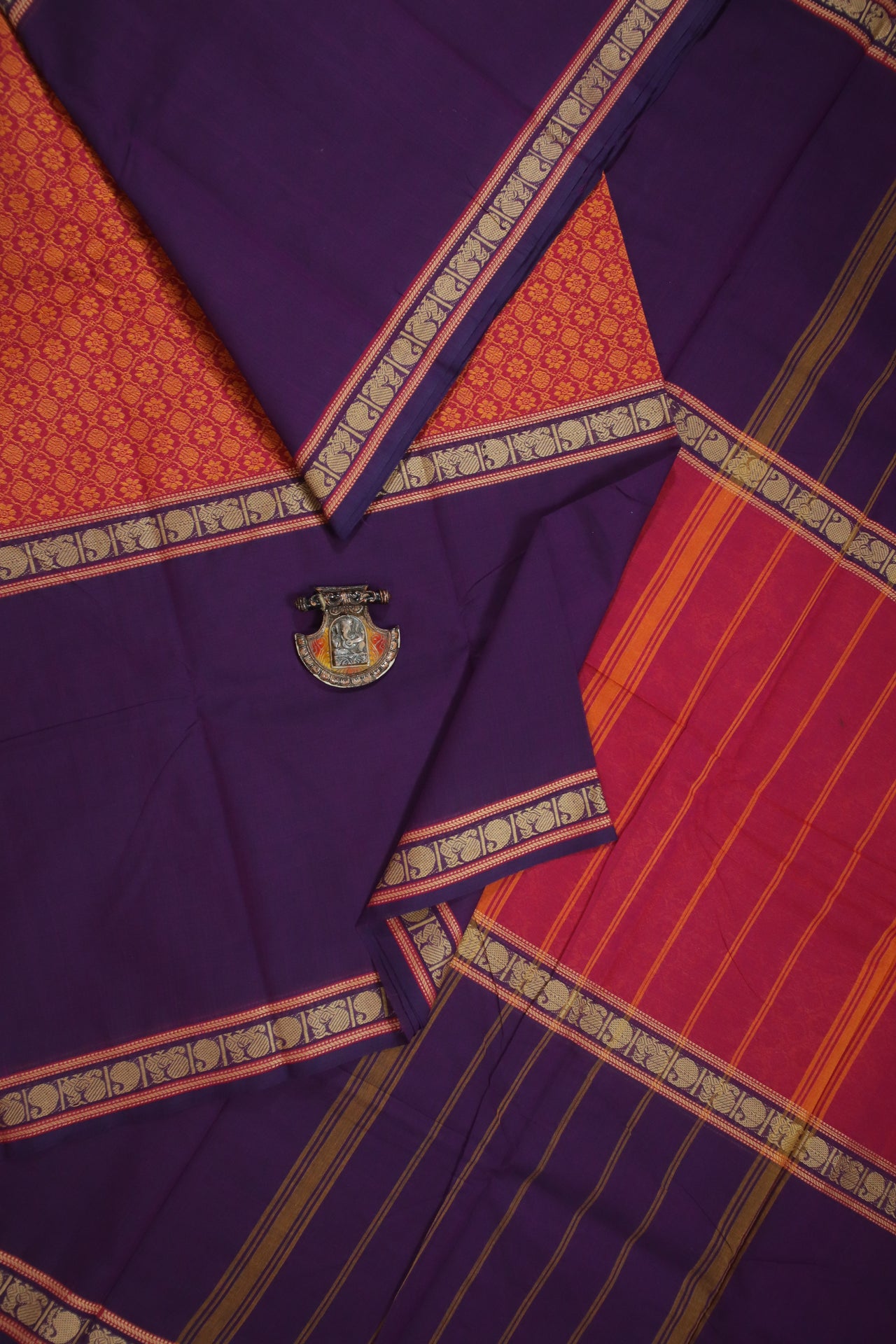 Purple Muppagam Saree - UU004951