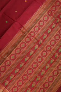 Thumbnail for Dark Red Bomkai Pallu Saree - UU004761