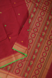 Thumbnail for Dark Red Bomkai Pallu Saree - UU004761