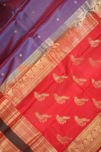 Thumbnail for BlueVoilet Parrot Pallu Saree - KSS000327