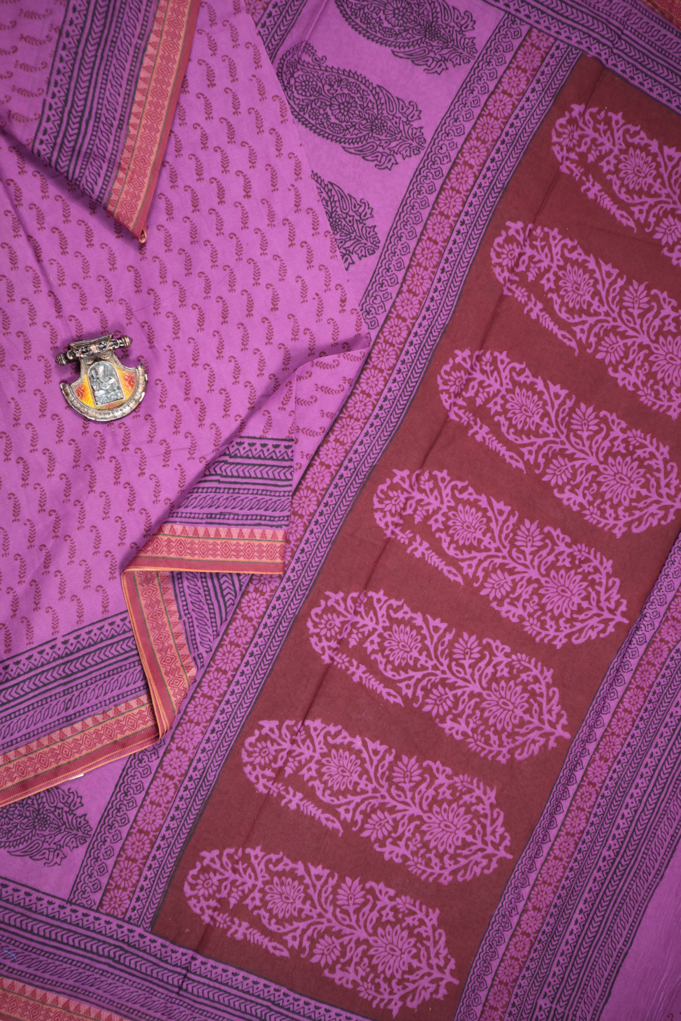 Kanchi Silk Cotton Sarees | 1000 butta Kolam| Violet X Blue – nakavindhini